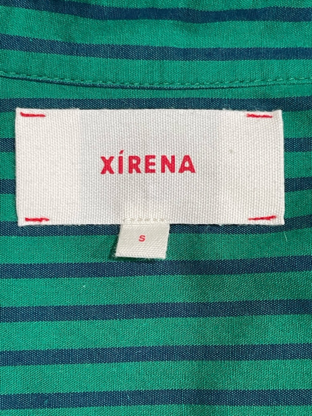 Xirena Teddy Striped Button Down Crop Shirt SZ S Green Blue - Picture 5 of 7